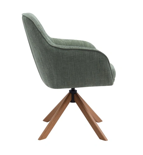 Čalouněná otočná jídelní židle Avola zelená dub