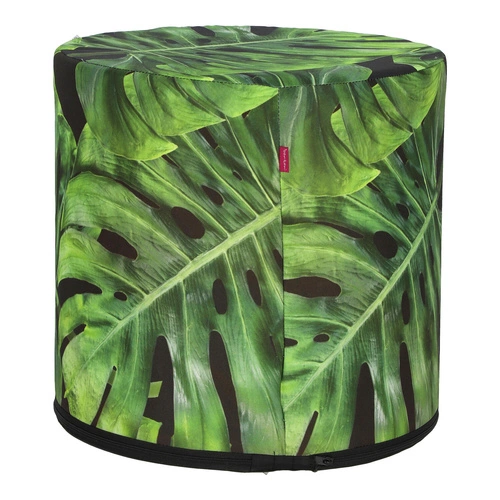 Zahradní kulatý puf Black Monstera Intesi voděodolný moderní na balkon a terasu 40 cm