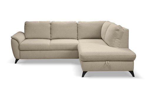 Rohová rozkládací sedačka Nevada béžová pravá do obýváku moderní s úložným prostorem