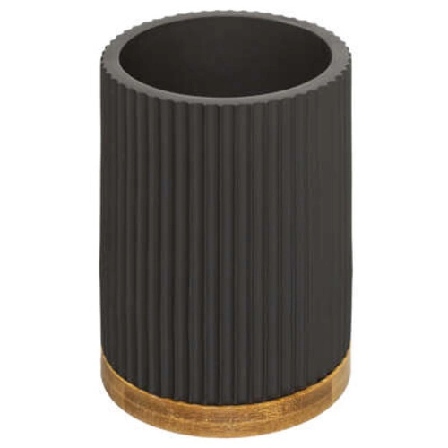 Černý WC kartáč Moder bambusový moderní stojací do koupelny 5five