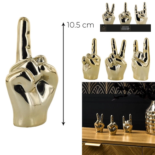 Dekorační figurka Ruka Rock and Roll Intesi zlatá keramická na stůl do obýváku 10,5 cm
