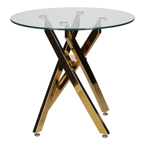Konferenční stolek Amber kulatý skleněný 60 cm čirý zlatý glamour do obýváku Intesi