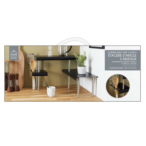 Kuchyňská stojací police na koření a doplňky Angle černá kovová moderní Intesi