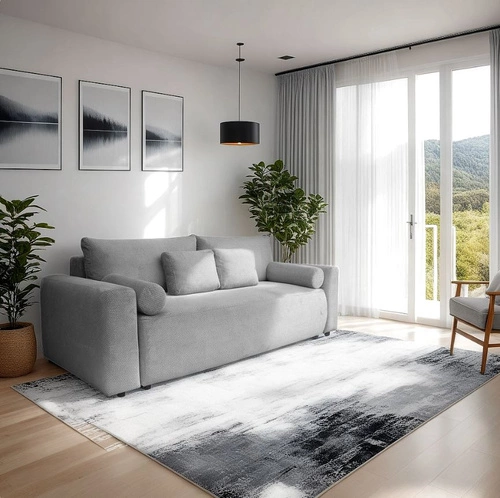 Rozkládací pohovka Dores 3místná s úložným prostorem a funkcí spaní šedá do obýváku