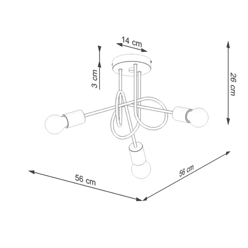 Stropní lustr do obýváku EMBER 3 černý minimalistický s dřevem 3-bodový Sollux Lighting