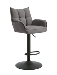Moderní otočný barový taburet Merys s područkami, čalouněný, grafitový, do kuchyně