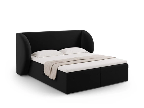 Čalouněná postel Miley 160x200 černý samet s úložným prostorem do ložnice glamour