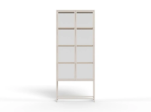 Vitrína Seaford šedá kovová loftová do obýváku na alkohol 77 cm