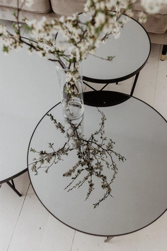 NORDIFRA Tre 600 kulatý konferenční stolek do obýváku moderní černý mramor 60 cm