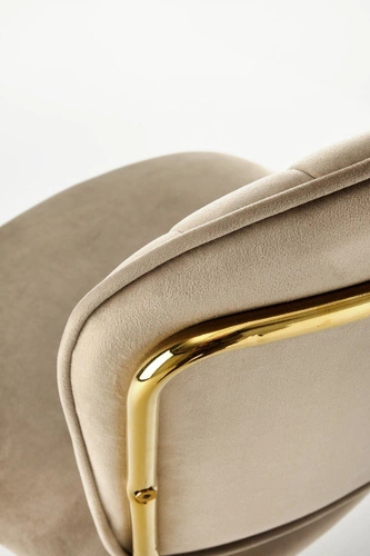 Čalouněná sametová židle Rachel béžová do jídelny a obýváku se zlatými nohami Intesi