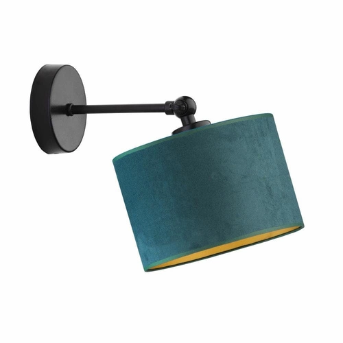 Nástěnné svítidlo glamour Tete Gold LYSNE s regulovatelným zeleným sametovým stínidlem do ložnice