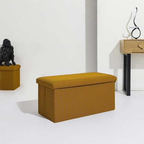Žlutý obdélníkový skládací taburet s úložným prostorem Velse Atom Intesi do předsíně a dětského pokoje