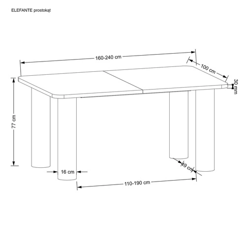 Rozkládací jídelní stůl Zilonis Intesi moderní obdélníkový přírodní dub 160–240 cm