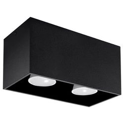 Černý čtvercový stropní svítidlo QUAD MAXI Sollux moderní do obýváku, kuchyně nebo ložnice