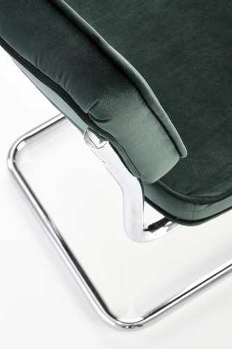 Čalouněná sametová židle Nelson Intesi zelená glamour na lyžinách do jídelny a obýváku