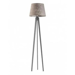 Stojací dřevěná lampa Curacao moderní se šedým stínidlem do obýváku a ložnice Lysne
