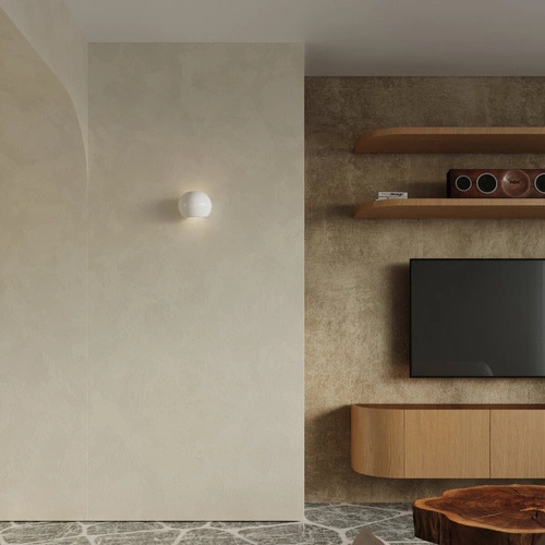 Moderní keramická nástěnná lampa Globe Sollux bílý lesk do obýváku a ložnice