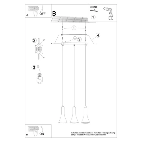 Závěsné svítidlo REA 3L betonové šedé moderní nad stůl do obýváku a jídelny