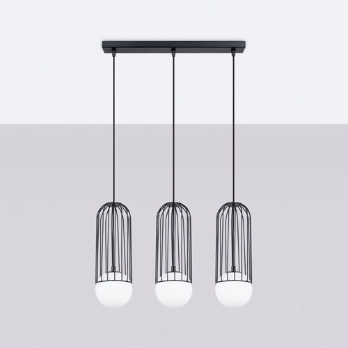 Závěsné svítidlo BRINA 3L černé moderní trojité nad stůl do obýváku a jídelny