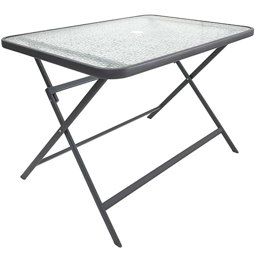 Zahradní skleněný stůl Formentera moderní skládací šedý 110x75 cm na terasu Intesi