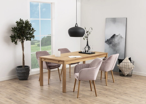 Jídelní židle Emilia Actona sametová růžová s područkami skandinávský glamour