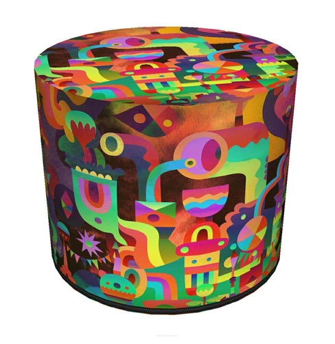 Okrúhlý puf Abstra Intesi multicolor moderní do obýváku a ložnice s pratelným potahem 40 cm
