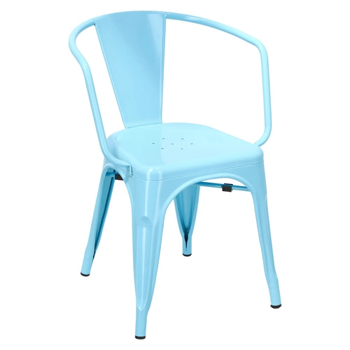 Kovová židle Paris Arms modrá do jídelny a kuchyně ve stylu Tolix industriální