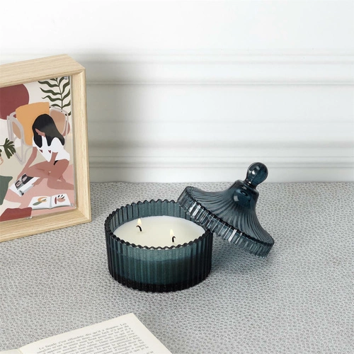 Vonná dekorativní svíčka Intesi ve skleněné boho dóze L zelená orchidej dárková