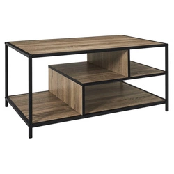 Konferenční stolek Edison obdélníkový 90x55 cm industriální loftový do obýváku s dřevěnou deskou Intesi