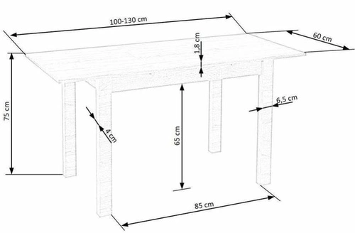 Rozkládací jídelní stůl Nigot dub craft moderní 100-135x60 cm Intesi