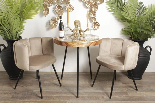 Jídelní židle Paume Intesi čalouněná sametem písková s područkami moderní