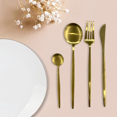 Sada zlatých příborů Gilded Intesi pro 6 osob nerez glamour do myčky 24 dílů