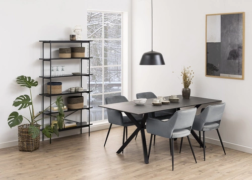 Jídelní židle Ranja Actona čalouněná šedá s područkami moderní glamour