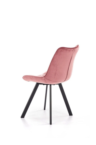 Čalouněná sametová židle Ohio růžová do jídelny a obýváku moderní s černými nohami