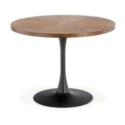 Jídelní kulatý stůl Carmelia 100 cm moderní ořech černá deska na jedné noze Intesi