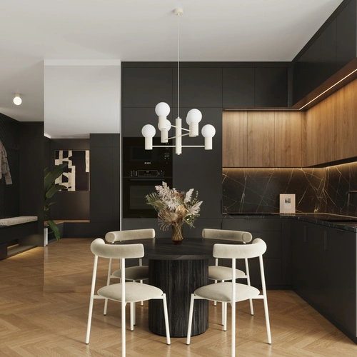 Moderní lustr HALO 6 béžový do obýváku a jídelny z hliníku