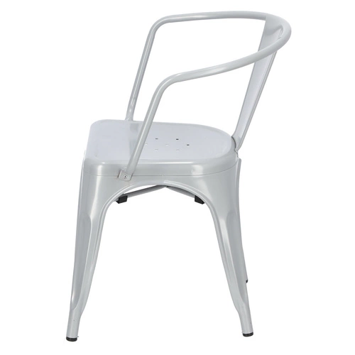 Kovová židle Paris Arms šedá do jídelny a kuchyně s područkami ve stylu Tolix