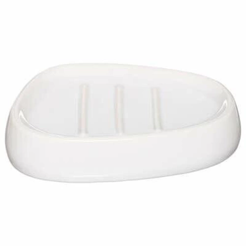 Sada koupelnových doplňků Colors II bílá s moderní keramickou mýdlenkou