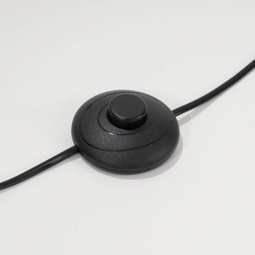 Moderní stojací lampa do obýváku NEVIA tmavě modrá s textilním stínidlem na kovové základně