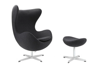 Otočná křeslo ušák Egg s podnožkou do obýváku šedý kašmír moderní D2.DESIGN