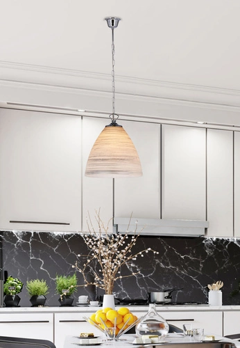 Chromovaná závěsná lampa Scordia 1x60W E27 difuzor bílá+stříbrná