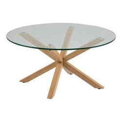 Skleněný kulatý konferenční stolek Heaven moderní skandinávský do obýváku Actona 82 cm