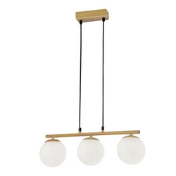Dřevěná závěsná lampa Carrine 3x40W E14 stínidlo bílá