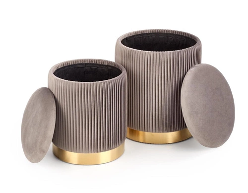 Sada 2 pufů Goltra s úložným prostorem šedá