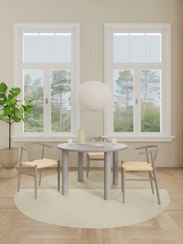 Stůl kulatý Magee 120 cm šedý moderní do jídelny a obývacího pokoje