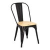 Jídelní židle Paris Wood D2.DESIGN černá kovová s dřevěným sedákem borovice