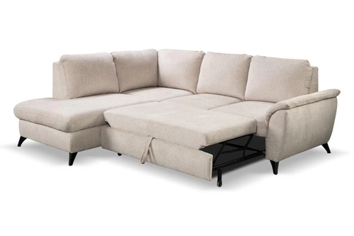 Moderní béžová rohová rozkládací sedačka s úložným prostorem levá do obýváku Intesi