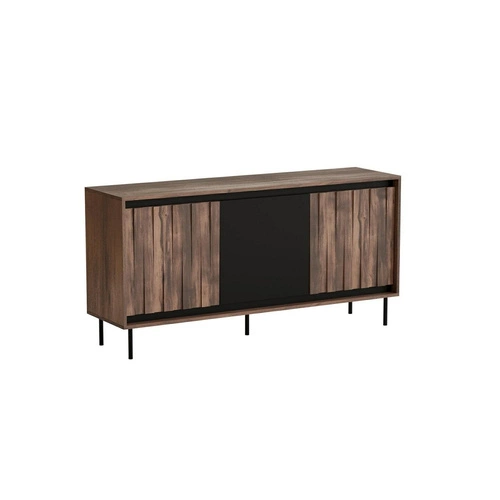 Moderní komoda Miri ořechová s černými detaily na nožkách 150 cm do obýváku Intesi