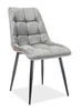 Čalouněná židle Plaid Velvet Intesi šedá sametová do jídelny a obývacího pokoje ve stylu glamour