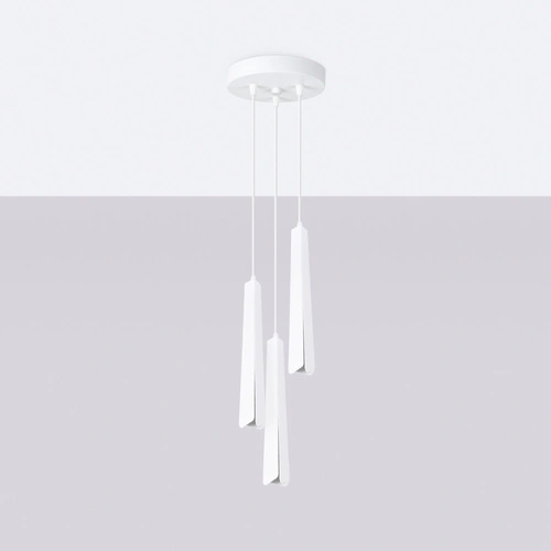 Závěsné svítidlo PRYSM 3P bílé skandinávský styl 3 světla do obýváku a nad kuchyňský ostrůvek